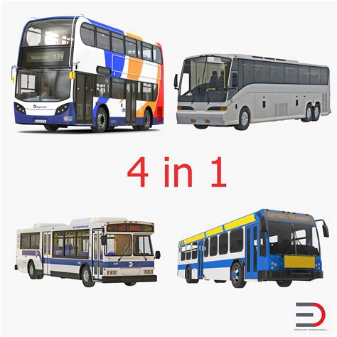 Buses 3D Models Collection 4 3D Model $469 - .3ds .c4d .ma .obj .max ...