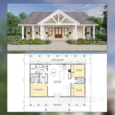 Oak Springs House Construction Plans Open Plan Design Modern Farmhouse ...