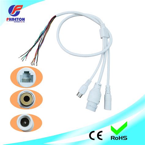 RJ45 Female Connector CCTV IP Camera Cable with DC Plug and Audio Jack ...