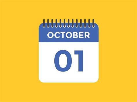 rappel du calendrier du 1er octobre. Modèle d'icône de calendrier ...