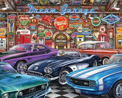 Dream Garage 1000 Piece Large Jigsaw Puzzle Made in USA For Adults Kids ...