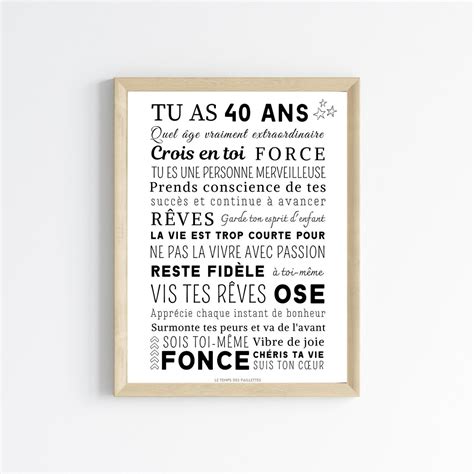 Affiche 40 ans Carte 40ème anniversaire Décoration de fête d ...