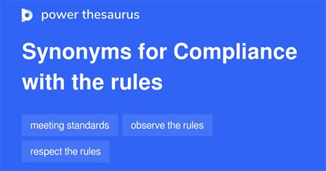 Compliance With The Rules synonyms - 70 Words and Phrases for ...
