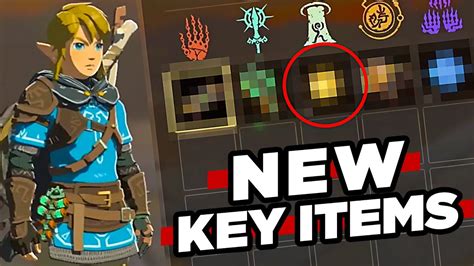 5 KEY ITEMS menu from Zelda Tears of the Kingdom (pre-release)