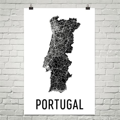 Portugal Map, Map of Portugal, Portugal Art, Portugal Print, Portugal ...