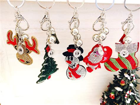 Christmas Key Chain Initial Keychain Rhinestone Pave Christmas - Etsy ...