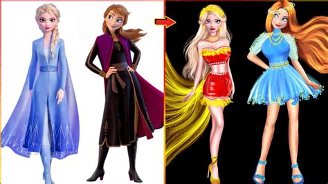 Disney Princess Elsa and Anna Frozen Glow up transformation 😍 Cartoon ...