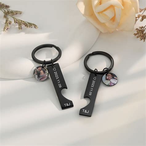 Custom Matching Keychain, Couple Keychain With Photo, Engraved Keychain ...