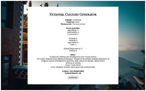 Fictional Culture Generator