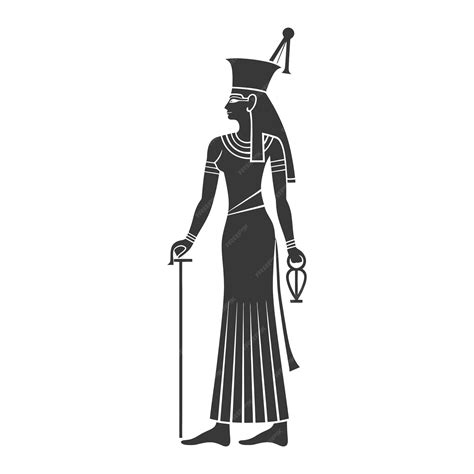 Silhouette of an Egyptian Goddess Holding an Ankh | Premium AI ...