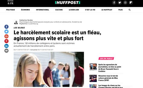 HUFFPOST – Le harcèlement scolaire est un fléau, agissons plus vite et ...
