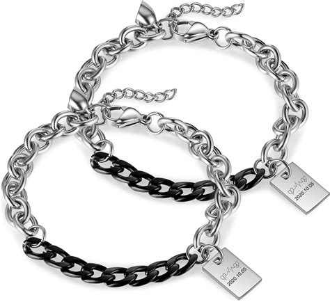 LoraPetid 2pcs Matching Bracelets for Couples Custom Couples Bracelets ...