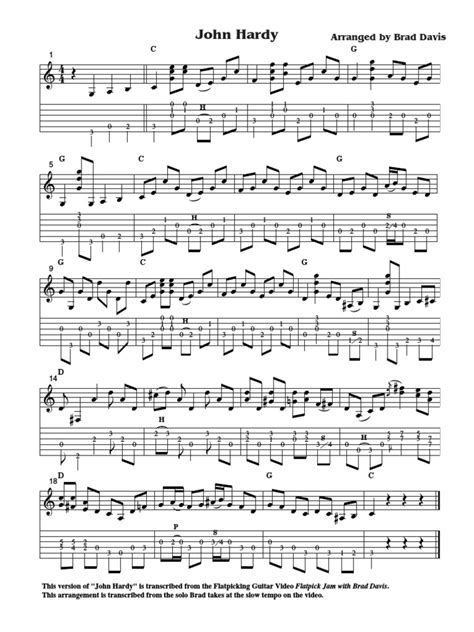 John Hardy: Arranged by Brad Davis | PDF | Musical Compositions | Leisure