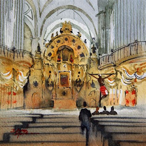 Aquarelle I Seruch Capouillez Cathedrale, Malerei von Isabelle Seruch ...