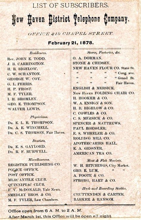 February 21: The World’s First “Phone Book” – Today in Connecticut History