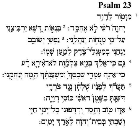 Psalms 23 in Hebrew