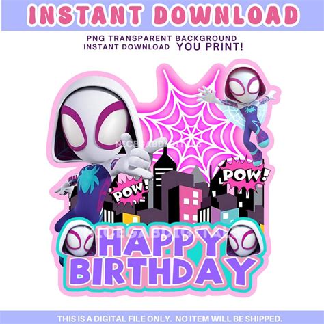 Instant Download Spider Girl Cake Topper, Digital File Cake Topper ...