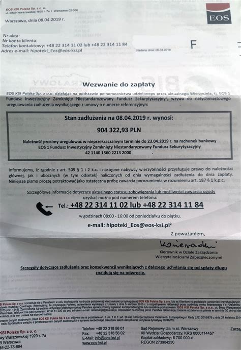 Dostałeś wezwanie do zapłaty z EOS KSI Polska? Przed Tobą ugoda lub ...