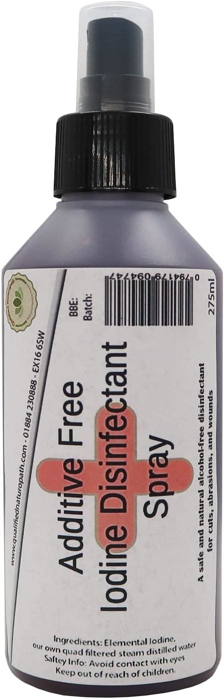 Iodine Disinfectant Spray 275ml - All Natural Additive Free - for Human ...