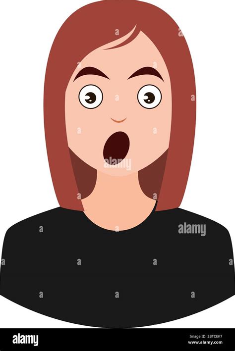 Shocked girl emoji, illustration, vector on white background Stock ...