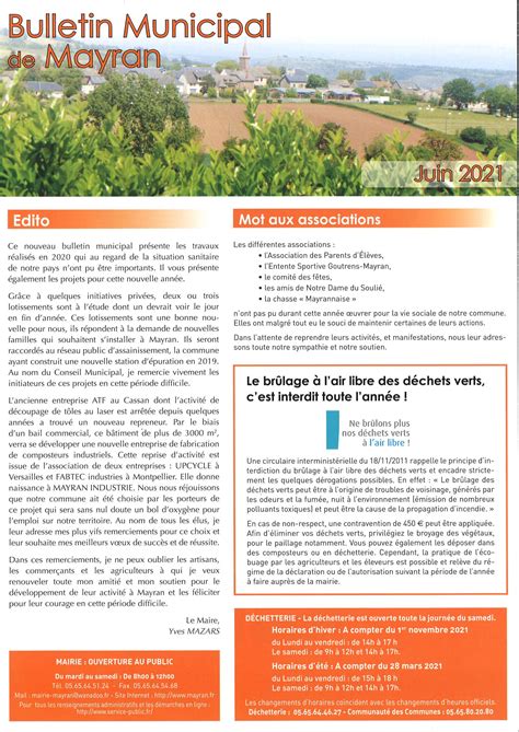 Bulletins municipaux - Commune de Mayran