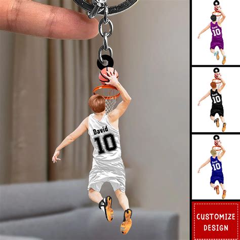 Personalized Basketball Player Jumping Dunking Keychain-Gift For Baske ...