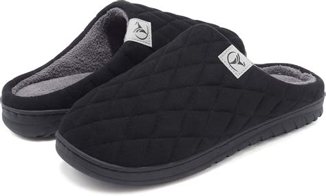 VIFUUR Men's Cozy Memory Foam Slippers Wool-Like Plush Lining High ...