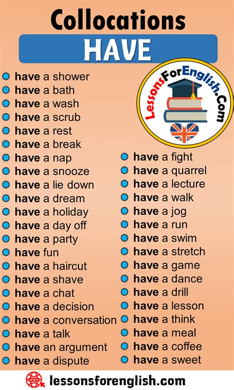 Collocations with HAVE in English - Lessons For English