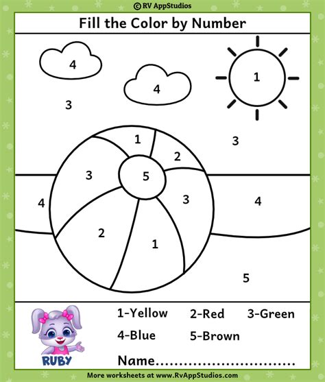 Coloring Numbers For Kindergarten