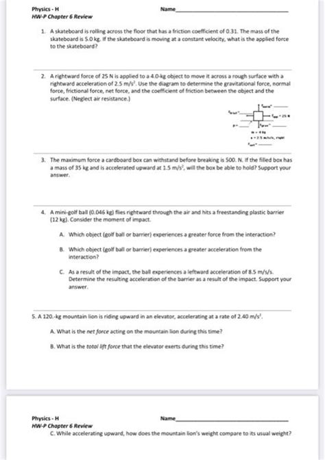 Solved Physics - H Name HW-P Chapter 6 Review 1. A | Chegg.com
