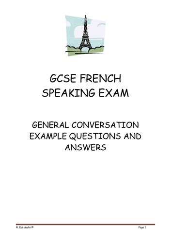 GCSE French speaking exam example questions and model answers with ...