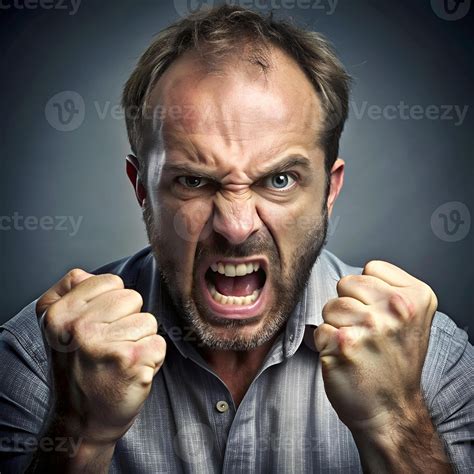 Angry man with clenched fists expressing intense anger and frustration ...