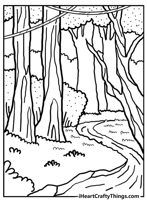Forest Trees Coloring Pages