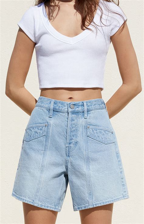 Pacsun Light Indigo High Waisted Relaxed Denim Shorts | PacSun