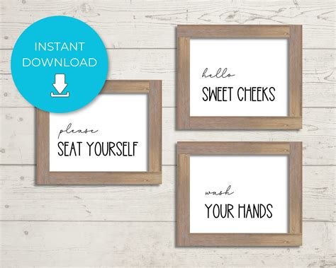 Instant Download Printable Set of Humorous Bathroom Signs for Easy and ...