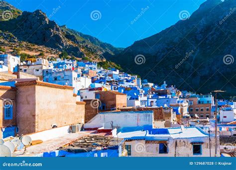 Cityscape of Blue City Chefchaouen in Rif Mountains, Morocco, No Stock ...