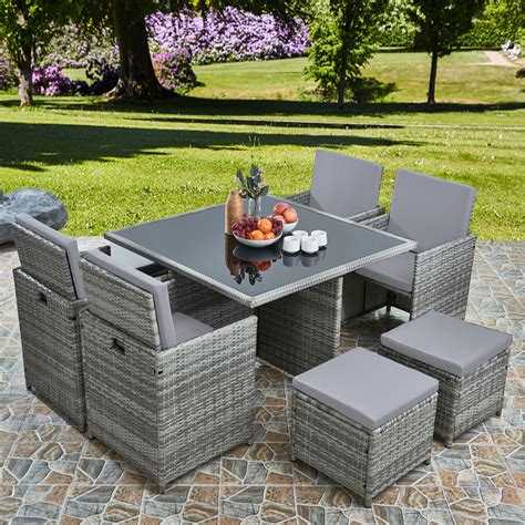 Deluxe 8 Seater Rattan Cube Garden Furniture Patio Set