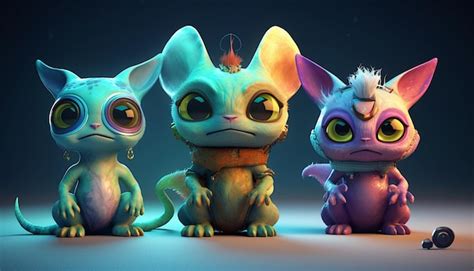 Premium AI Image | 3D Cute Aliens Set Collection