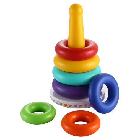 Kids Wooden Tumbler Base With Wooden Donut Baby Toy Stacking Ring ...