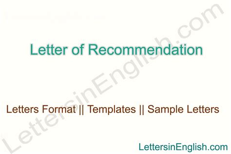 Letter of Recommendation Format - Recommendation Letter format ...