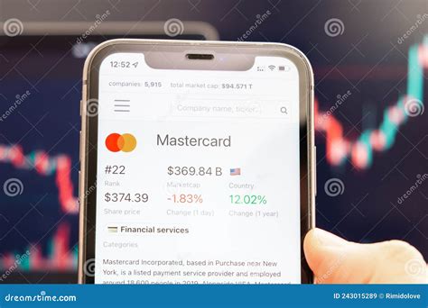 Mastercard Logo of Stock Price on the Screen of Smartphone in Mans Hand ...
