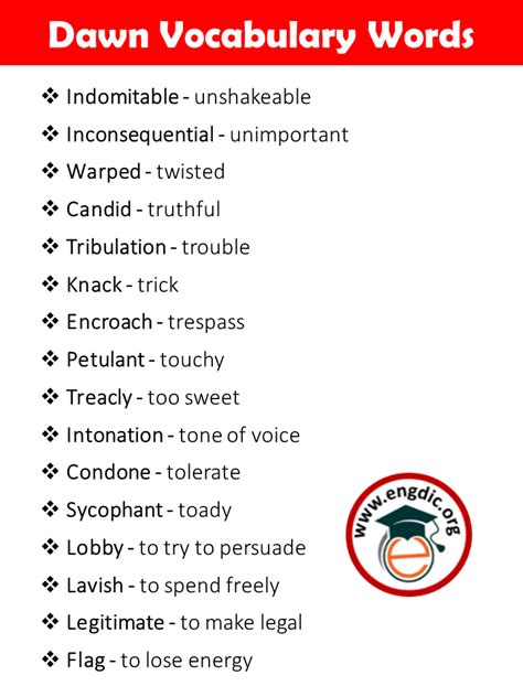 2000 Dawn Vocabulary Words PDF - CSS and FPSC - EngDic