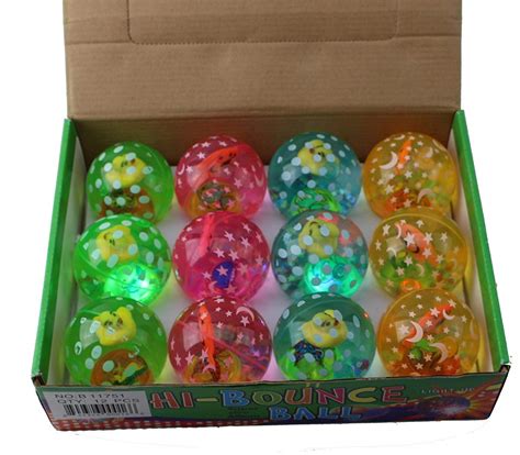 12 pcs LED Light Up Bounce Balls - Flashing Rubber Bouncy Balls for ...