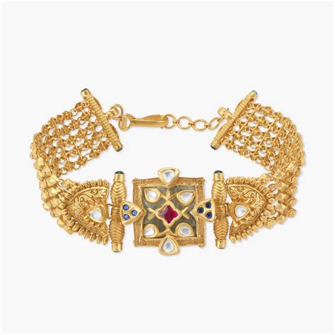 Bedazzling Kundan Inlay Work Bracelet