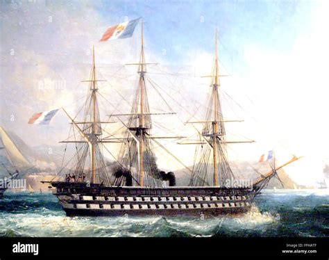 THE NAPOLEON French 90-gun ship of the line off Toulon in 1852. She was ...