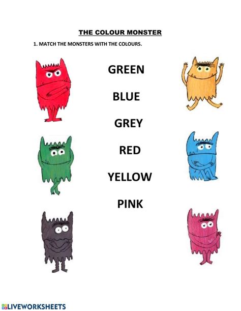 The Colour Monster Match worksheet | Teacher planning, Color, Monster