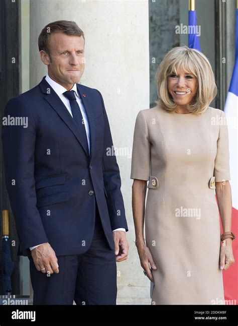 French President Emmanuel Macron and his wife Brigitte Macron at the ...