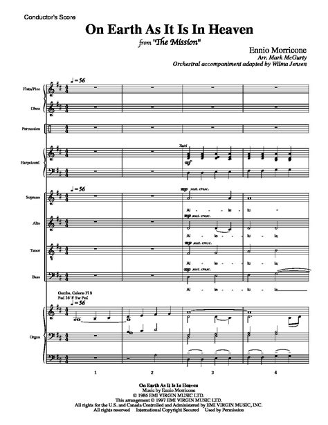 On Earth As It Is In Heaven, Morricone Score & Parts – AARDWORKS