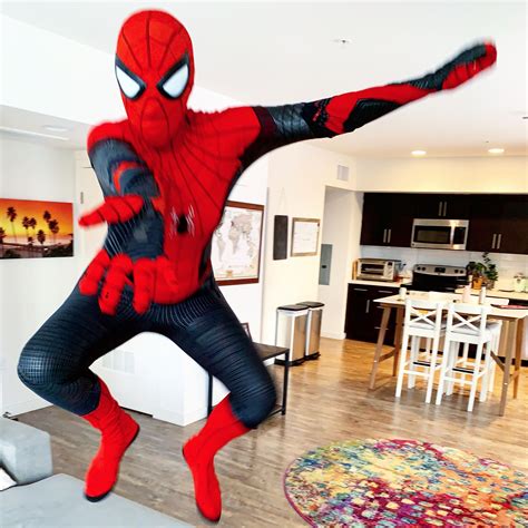 Playing dress up as Spider-Man