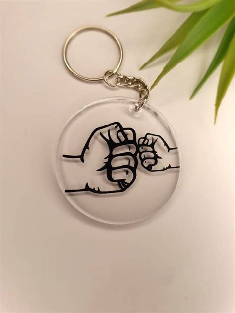 Father's Day Keychain - Fist Bump - Father & Son - Happy Fathers Day ...